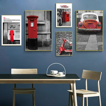Raudona Juoda Miesto Kraštovaizdžio Sienos Meno Tapybos Drobės Abstraktus, Plakatų Ir Grafikos Modernios Sienos Nuotraukas Gyvenimo Kambario Dekoro