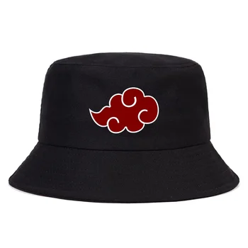 Raudonasis Debesis logotipu Vasaros Skrybėlę, Moterų, Vyrų, Panama Kibirą Cap Dizainas Butas Skydelis Žvejys Skrybėlę Naruto Akatsuki Anime Saulės Skrybėlę