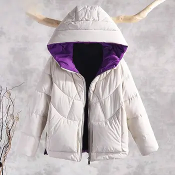 Raukšlėta žemyn medvilnės kostiumas trumpas 2019 naujų korėjos versija prarasti medvilnės kailis sutirštės didelio dydžio medvilnės kamšalu striukė žiemos paltai