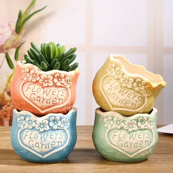 Raundas Širdies formos Keramikos Vazonas Mažas, Švieži ir Sultingi Keramikos Augalų, Gėlių Vazonas Paprasto Paviršiaus Vazoninių Namų Puošybai