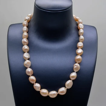 Rausvos spalvos, netaisyklingos perlų vėrinį, gamtos baroko perlas, paprastas biuro darbuotojas, papuošalai, ponios perlų vėrinį