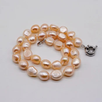 Rausvos spalvos, netaisyklingos perlų vėrinį, gamtos baroko perlas, paprastas biuro darbuotojas, papuošalai, ponios perlų vėrinį