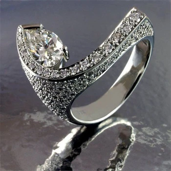 Realių 18K Balto Aukso Žiedas, Papuošalų Natūralių AAA Diamond su Cirkonis Akmuo, Nereguliarus Vestuvių Juostas Bizuteria Žiedas Unisex