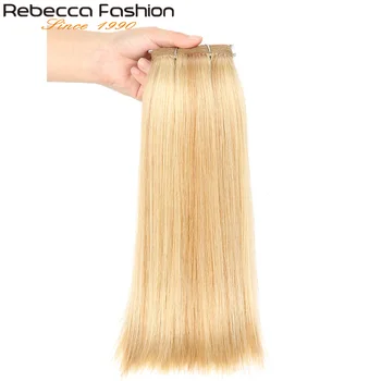 Rebecca iš Anksto spalvos Brazilijos Tiesiai Žmogaus Plaukų Ryšulių Ombre Blond Spalva Remy Plaukų priauginimas 113 Gramų 1 vnt P10/16 P27/613