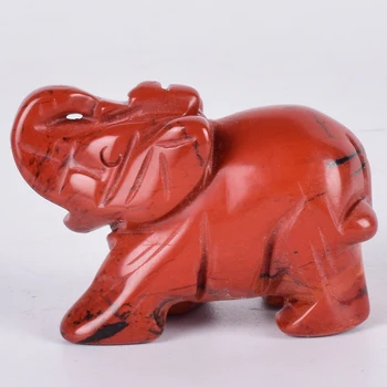 Red Jasper Dramblys Figūrėlės Amatų Raižyti Natūralaus Akmens Mineralinių Kristalų Mini Gyvūnai Statula Už Dekoro Chakra Gydymo Feng Shui