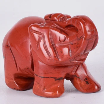 Red Jasper Dramblys Figūrėlės Amatų Raižyti Natūralaus Akmens Mineralinių Kristalų Mini Gyvūnai Statula Už Dekoro Chakra Gydymo Feng Shui