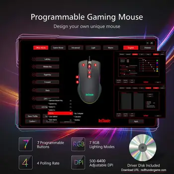 RedThunder Viena Ranka Žaidimų Klaviatūra RGB Apšvietimu 6400dpi Makro Programavimas Mouse Combo,Nešiojamas Mini Klaviatūra Nešiojamas KOMPIUTERIS