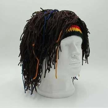 Reggae Drei Unisex Jamaikos Megzti Beanies Perukas Nerijos Skrybėlę Šalies Skrybėlės, Rasta Plaukų Skrybėlę