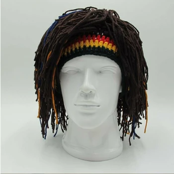 Reggae Drei Unisex Jamaikos Megzti Beanies Perukas Nerijos Skrybėlę Šalies Skrybėlės, Rasta Plaukų Skrybėlę