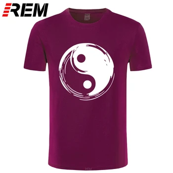 REM Mados Vasaros Brand T-Shirt Vyrai Viršūnes Kinų Tai Či, Yin Yang Spausdinti Marškinėlius Vyrų Patogus Medvilnės Marškinėliai Tees