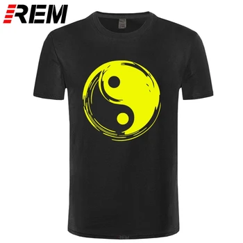 REM Mados Vasaros Brand T-Shirt Vyrai Viršūnes Kinų Tai Či, Yin Yang Spausdinti Marškinėlius Vyrų Patogus Medvilnės Marškinėliai Tees