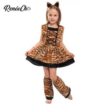 Reneecho Helovinas Kostiumas Vaikams Mergaitėms Boružė Biedronka Kostiumas Vaikas Tigras Fancy Dress Leopard Suknelės Puras Šalis Nešioti