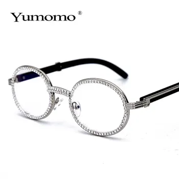 Retro apvalus deimantas akiniai nuo saulės vyrams 2019 naujų prabangos prekės ponios ovalo formos kristalų medienos akinių mados UV400 akiniai Gafas de sol