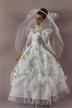 Retro Balta Vestuvinė Suknelė Apranga Kostiumas Komplektai Barbie, BJD FR SD Lėlės Drabužiai Vaidmuo Žaisti Reikmenys, Žaislai Mergina