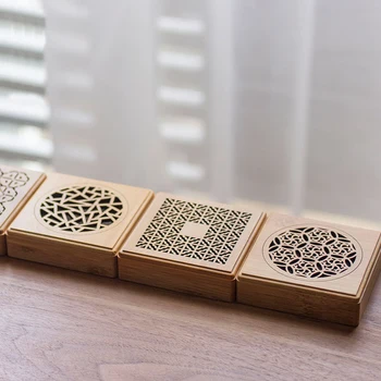 Retro Bambuko Smilkalų Dėžutė Tuščiaviduriai Raižyti Darbalaukio Ornamentu Censer Pelenų Gaudyklė Smilkalų Laikiklis Smilkalų, Kūrenamų Namų Dekoro