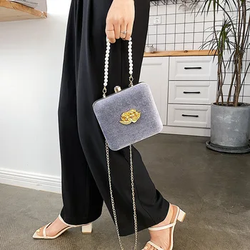 Retro Baroko Angelas Iškilumo Moterų pečių krepšiai dizaineris perlai rankinės, prabangos, aksomo dėžutėje crossbody maišelį lady mažos piniginės 2020 m.