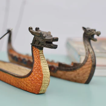 Retro Dragon Boat Žavesio Ranka raižyti Aromaterapija Degiklis Papuošalai Smilkalų Įterpti Smilkalų Valdybos Smilkalų Laikiklis Ornamentu