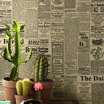 Retro laikraštis tapetai anglų kalbos abėcėlę tapetai drabužių parduotuvė, baras, kavinė miegamojo sienos popieriaus Tapetai už sienos į ritinius