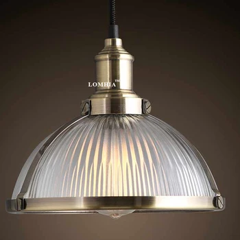 Retro Vintage Pramonės Banguotas Stiklinis Pakabukas Lempa, šviesos juosta Ac 90-260v Žalvario Ac 90-260 LED Edison lemputės, šviestuvai naujas