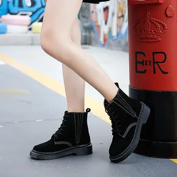 REVT 2020 m. naujas stiliaus vyriški natūralios Odos mados žiemos Martin batai nubuko oda Elastinga juosta mergaičių batai moteriški batai