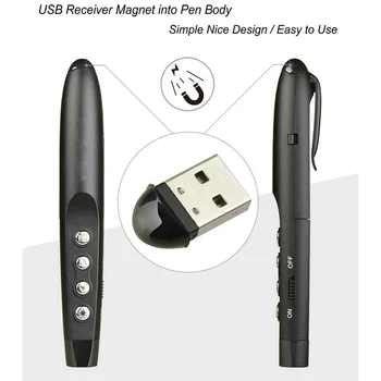 Rf 2.4 G Bevielio Ppt Vedėjas Skaidrių Advancer Apversti Pen Žymiklį Powerpoint Prezentacija Clicker Nuotolinio Valdymo