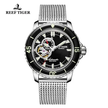 Rifas Tigras/RT Nardymo Sporto Laikrodžiai Vyrams Šviesos Automatinis Šviesos Blue Dial Laikrodžiai, Nerūdijančio Plieno Dirželis RGA3039