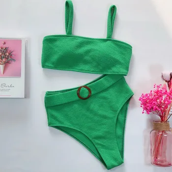 Riseado Bikini Mujer 2021 Aukšto Juosmens Bikini Komplektas Bandeau maudymosi Kostiumėliai Moterims Seksualus Maudymosi Kietas Brazilijos biquini Juostinės Paplūdimio