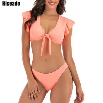 Riseado Nauja Seksuali Rišti Bikini, maudymosi Kostiumėliai Moterims, 2021 Vientisų Maudymosi Pynimas biquini Rožinės spalvos Maudymosi Kostiumai Vasaros Paplūdimio