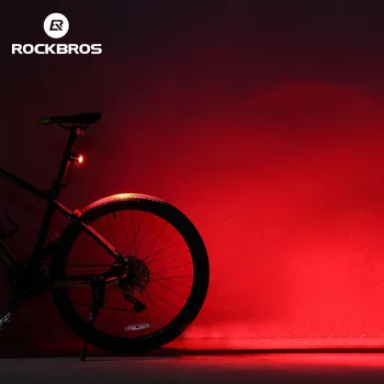 ROCKBROS Vandeniui Smart Bike Bicycle Light USB Įkrovimo IPX5 užpakalinis žibintas Mini LED MTB Kelių Dviratį Dviračiu Žibintas Galinis 5 Liumenų