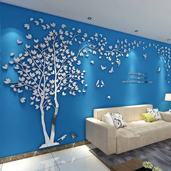 Romantiška Pora Medžio, Akrilo Kristalų sienų lipdukai Šiuolaikinio Gyvenimo Kambario, Miegamasis Namų Dekoro 3D 