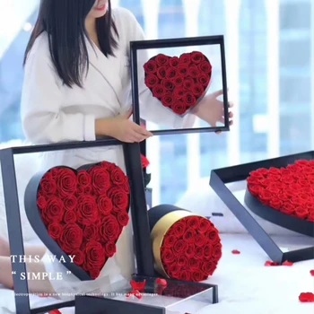 Romantiškas Angelas Širdies Skaidrus Akrilo Box Pakuotės Gėlės Bouquent Dėžutės Valentino Dienos Floristas, Dovanų Dėžutės