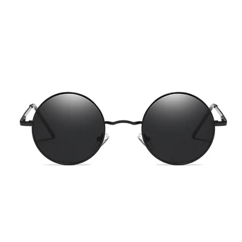 RoShari Derliaus Steampunk poliarizuoti akiniai nuo saulės moterims prekės ženklo dizainas vyrų Apvalus juodas rėmelis, juoda objektyvas Saulės akiniai vyrų gafas de sol