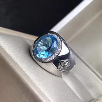 Royal Blue Topazas vyrų ŽIEDAS 925 sidabro individualų žiedo dydį naujas rekomenduojama paprastas žiedas