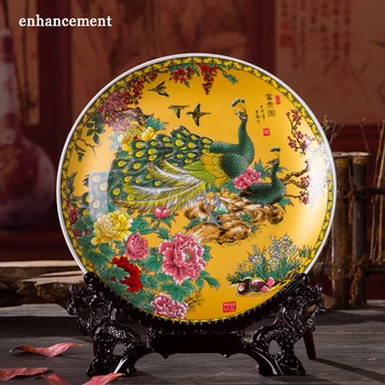 Royal Kinų Stiliaus Namų Dekoro Keraminės Dekoratyvinės Plokštės Kinijos Apdailos Plokštės, Medienos Bazės Porceliano Plokštelės Vestuvių Dovana