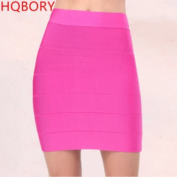 Rožinė aukšto juosmens viskozės elastinės megzti 2020 naujas mados sexy moterys narvuose pieštuku juostelėmis mini tvarstis bodycon sijonas