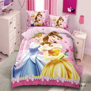 Rožinė Disney Princess Patalynės Komplektas Vaikams Miegamojo Puošimas Twin Antklodė Antklode Padengti Nustatyti viengulė Lova Lape, Mergaitės Namų Vaikams 2-4 vnt