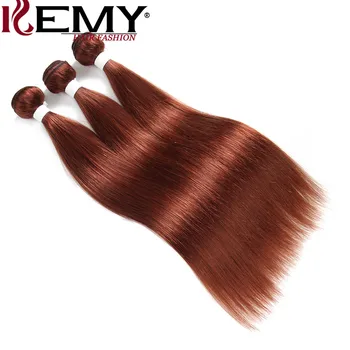Ruda tamsiai rudais Žmogaus Plaukų Ryšulius Su Uždarymo 4x4 KEMY PLAUKŲ 3PCS Brazilijos Tiesiai Plaukų Pynimas Ryšulius Su Uždarymo Ne Remy Plaukų