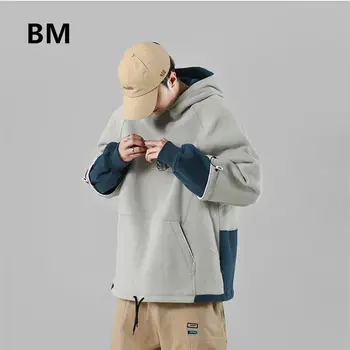 Rudens-Žiemos Mados Vilnos Hoodie Japonijos Streetwear Atsitiktinis Megztinis Korėjos Hip-Hop Pora Drabužių Kpop Kratinys, Paltai Vyrams