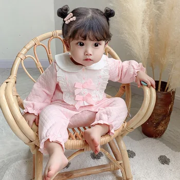 Rudenį baby girl drabužių Medvilnės peter pan apykaklės kūdikių, mergaičių, kūdikių drabužiai romper Infantil kūdikiams 0-18M