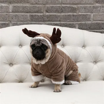 Rudenį Ir Žiemą Šunų kostiumų vientisos spalvos Pug Šunų Drabužius Cosplay Elnių, Avių šunelis prancūzų buldogas Kalėdų Mažylis Kailis