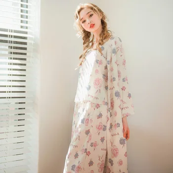 Rudenį korėjos Pižama Trijų dalių Kostiumą Moterų Pajama Nustatyti Medvilnės Saldus Sleepwear Prarasti Pijama Mujer ilgomis Rankovėmis, Pižamos