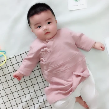 Rudenį Kūdikiams Berniukai Baby Girl Apranga Kinų Stiliaus Romper Kūdikių Drabužiai Sagtis Dizaino Ilgomis Rankovėmis Naujas Gimęs Kūdikis Drabužiai