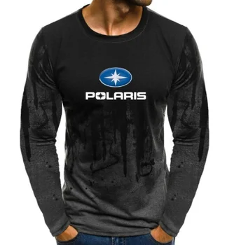 Rudenį Medvilnės Lycra VYRIŠKI T-Shirt Motorsport Polaris Sniegaeigiai Print T Marškinėliai Vyrams Kamufliažas Atsitiktinis Vyrai ilgomis Rankovėmis Marškinėlius