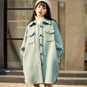 Rudenį Naujų Kokono Vilnoniai Paltai Bendrosios Moterų Krūtinėmis Korėjos Versija, Moterų Ilgas Vilnonis Paltas