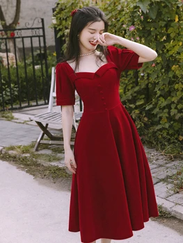 Rudenį, Vasarą Moterys Raudona Suknelė Elegantiška Vintage Stiliaus Long & Trumpomis Rankovėmis Didelio Dydžio Lady Vakarėlis Vakarienė Suknelės Vestidos