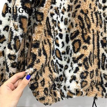RUGOD korėjos New Style Prašmatnus, Negabaritinių Leopard Užtrauktukas Palaidinukė Nuolatinis Apykaklės Žiemos Viršūnes Moterų Mados 2019