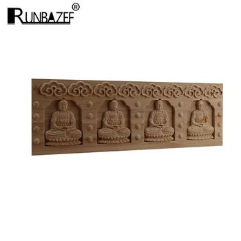 RUNBAZEF Budos statula Dekoratyvinių Šiuolaikinių Senovinės Medžio Linijos Drožyba Lipdukas, Ilgai Gėlių Mediniai Kampe Lango Durų Karšto Pardavimui NAUJAS