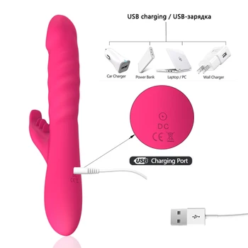 Rutuliukų Sukimas Vibratorius Moterims G taško Skatinti Makšties Didelis Dydis USB Stiprus Dildo Vibracijos Moterų Masturbator Suaugusiųjų Sekso Parduotuvė