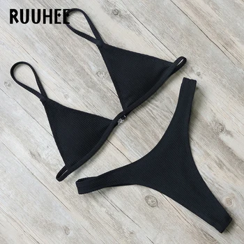 RUUHEE Seksualus Brazilijos Bikini Komplektas 2019 M. maudymosi Kostiumėliai Moterims, maudymosi kostiumėlį, Maudymosi Kostiumą, Micro Bikini Kietas Moterų Paplūdimio Su Kamšalu