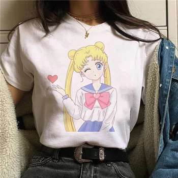 Sailor Moon Juokingas Animacinių filmų Marškinėliai Moterims Harajuku Ullzang Anime T-shirt 90s korėjos Stiliaus Marškinėlius Grafinis Estetinės Viršuje Tees Moteris